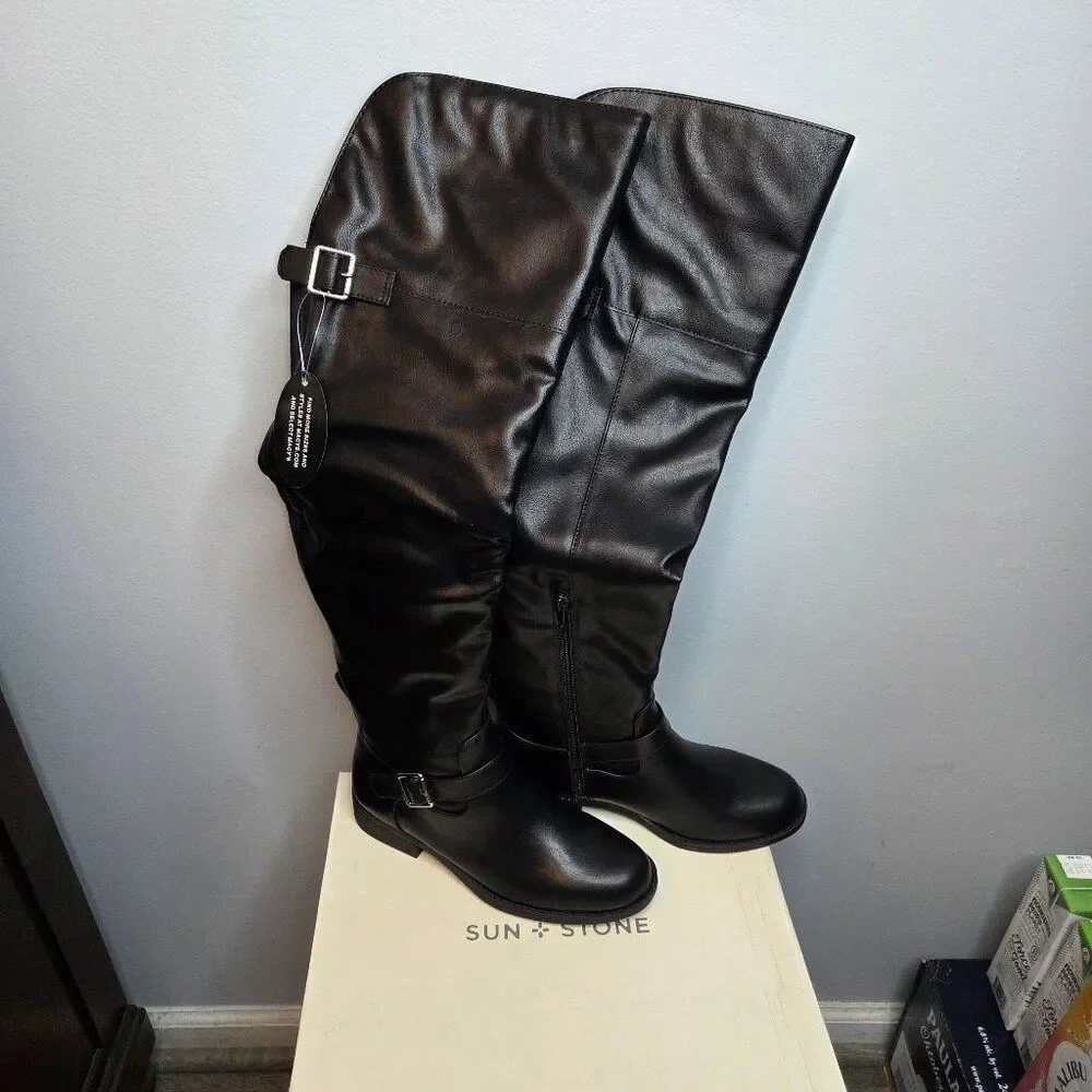 Sun + Stone Anyaa Over-the Knee Boots, Black, Size 5.5